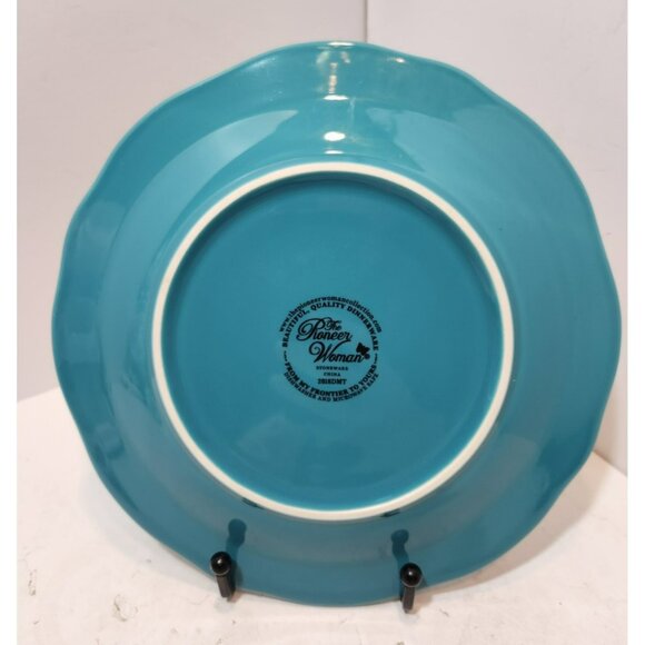 Pioneer Woman Vintage Floral Turquoise Edge Salad Plates 8.5 inch Set of 3 EUC - Picture 4 of 10